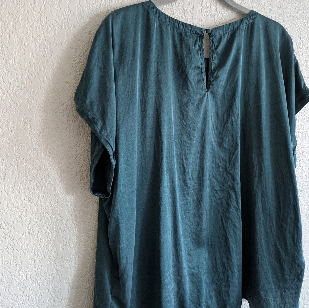 Deep Teal Silk Women's Top Buttery Soft Sz XL - Picture 11 of 11